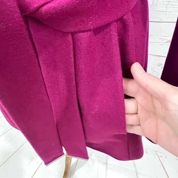 NWOT Ted Baker Magenta Berry Asymmetrical Wrap Drytaa Belted Wool Cashmere Coat - Picture 7 of 15